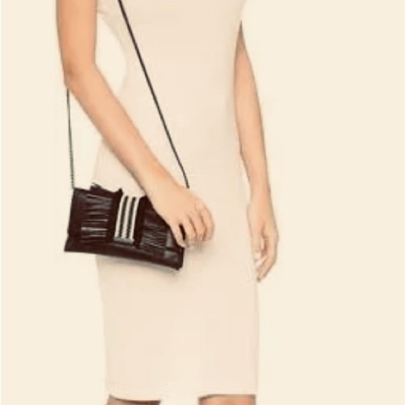 Loeffler Randall Strip Fringe Clutch Black - Picture 6 of 7